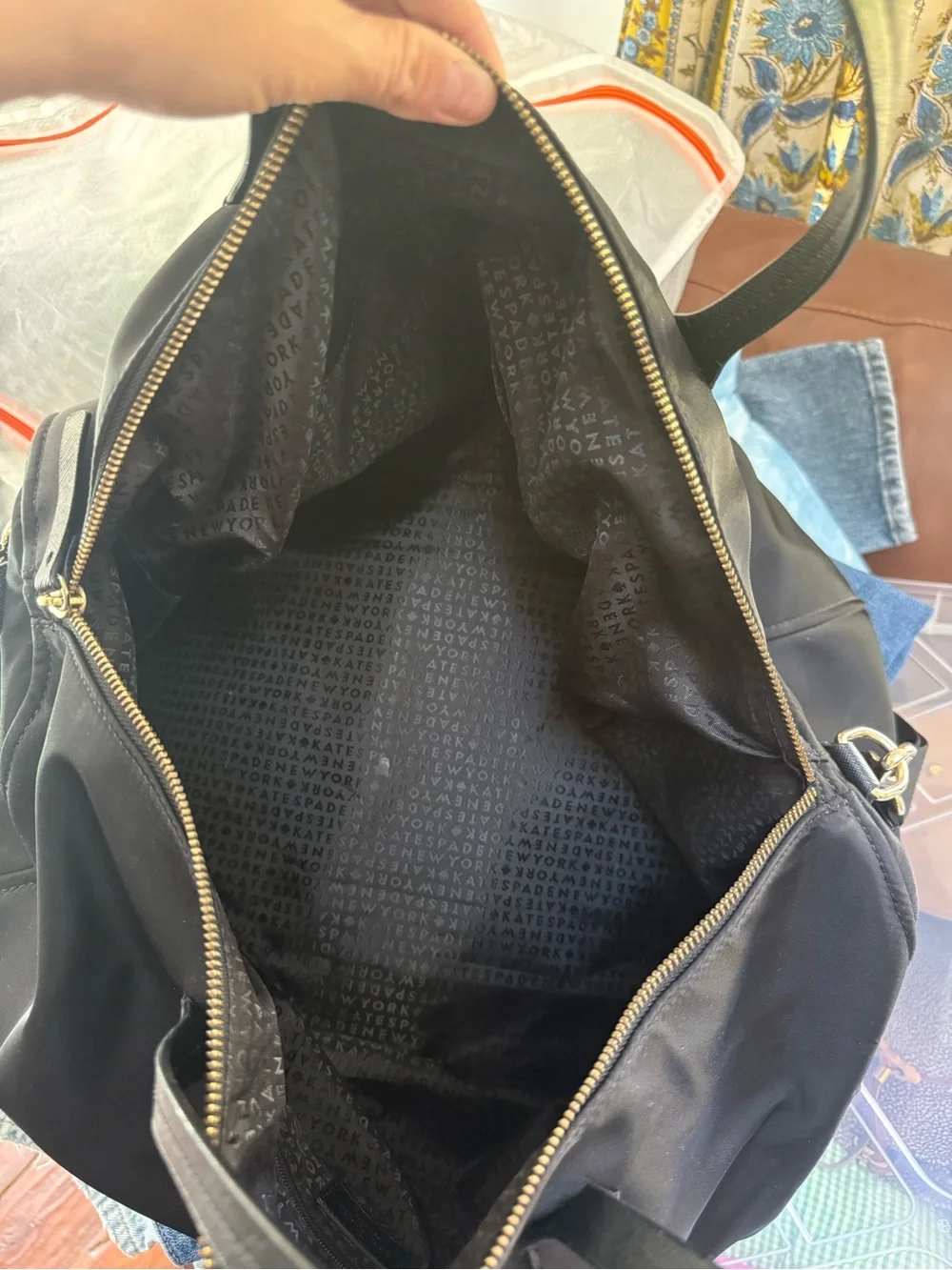 Kate Spade New York black Blake Avenue Filipa Nylon Weekender Duffle Bag